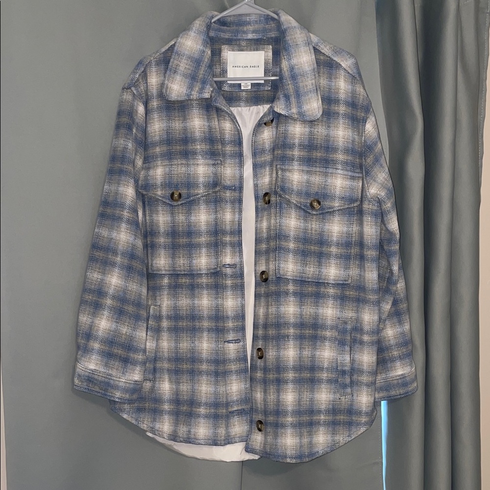American Eagle Outfitters Blue and White Textured Jacket